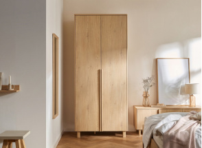 Kleiderschrank 2 Türen aus Holz NOMA – Eiche