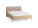 Lit coffre 140x200 avec tête de lit tissu NOMA - Écru/Chêne 9