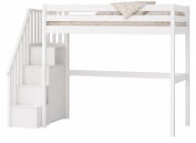 Lit mezzanine enfant blanc avec escalier de rangement