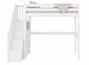 Vue de face du lit mezzanine blanc avec rangements