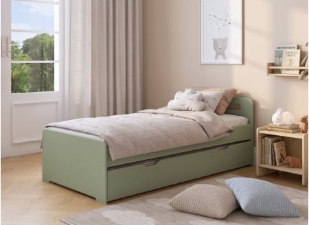 Lit gigogne 90x190 LEVIS - Vert 1
