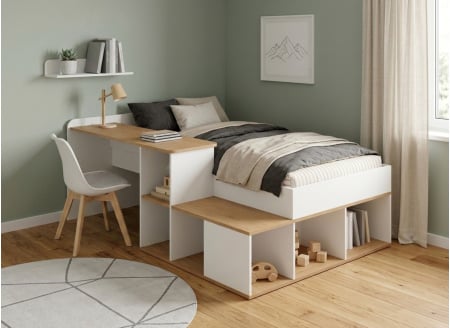 Lit enfant avec bureau EMMA + matelas - 1