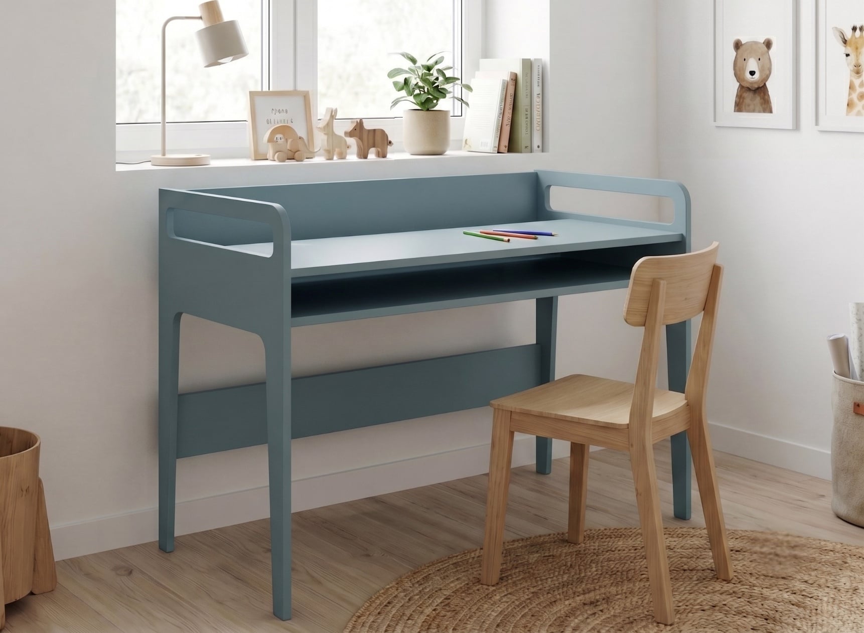 Bureau enfant à casier LEVIS Vert - 1