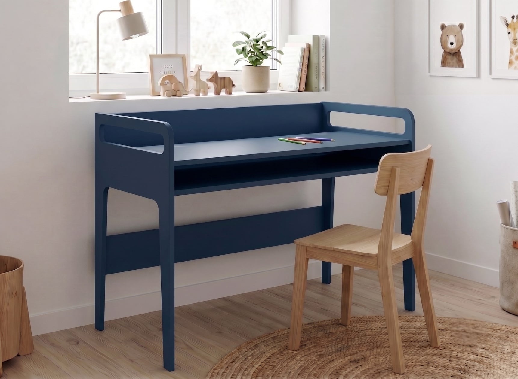 Bureau enfant à casier LEVIS Bleu - 1
