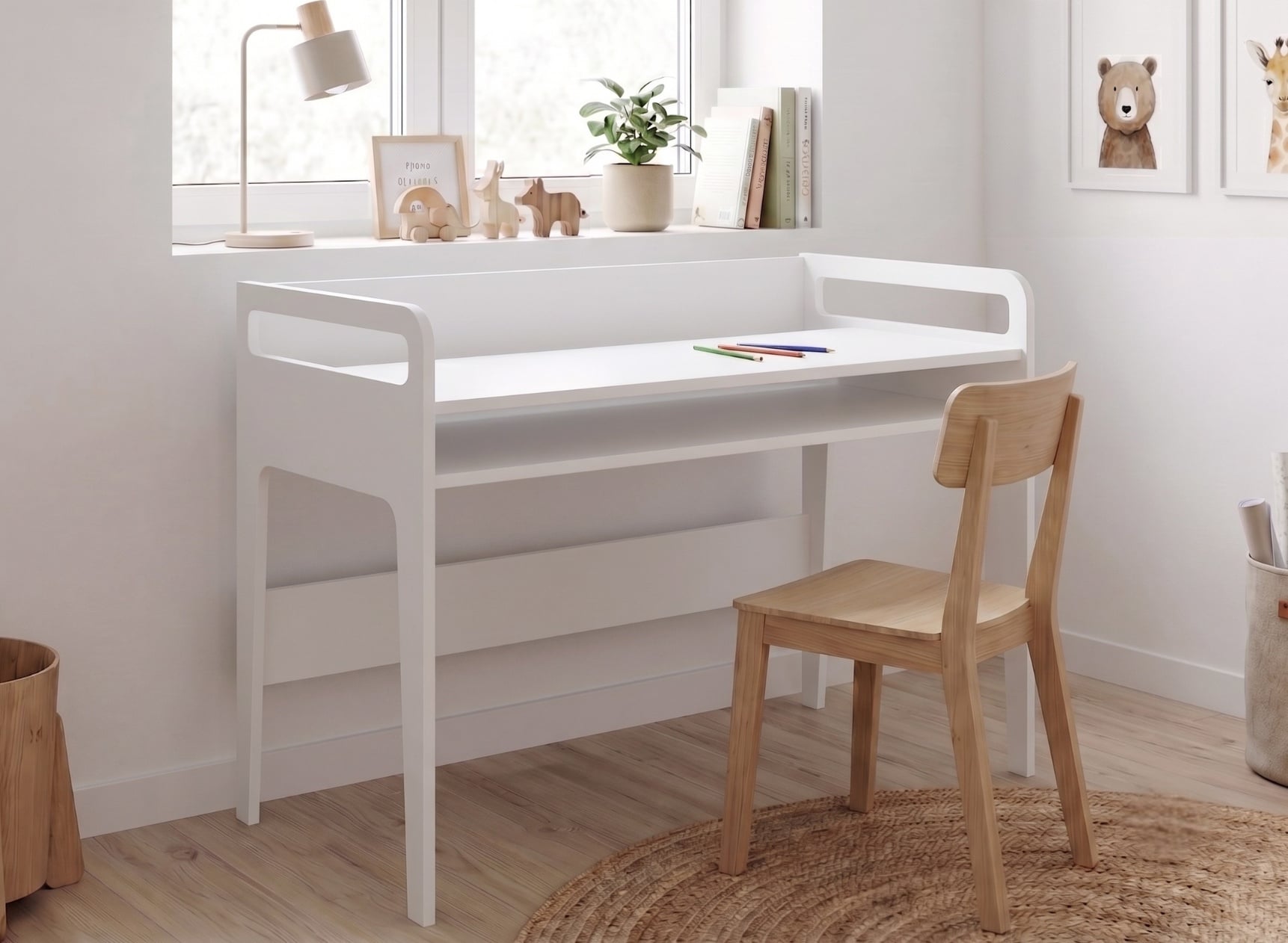 Bureau enfant à casier LEVIS Blanc - 1