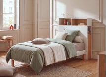Tête de lit 90 avec réhausse PRADO - Blanc/Chêne - 2