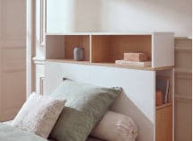 Tête de lit 90 avec réhausse PRADO - Blanc/Chêne - 1