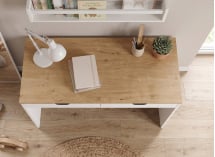 Bureau 2 tiroirs ALBI - Blanc/Chêne 4