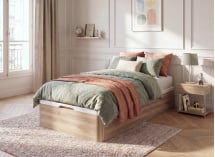 Lit coffre 90x200 en bois BASTIA - Chêne Naturel 1