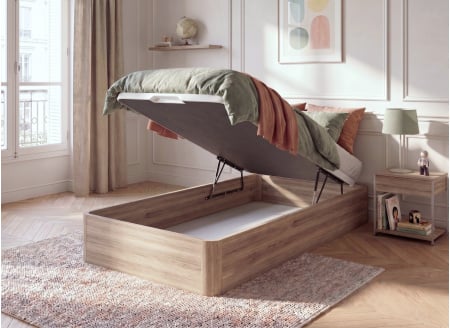 BASTIA 90x200 wooden storage bed - Natural Oak