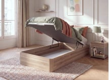 Lit coffre 90x200 en bois BASTIA - Chêne Naturel 2