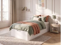 Lit coffre 90x200 en bois BASTIA - Blanc 1
