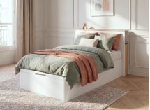 Lit coffre 90x200 en bois BASTIA - Blanc 4