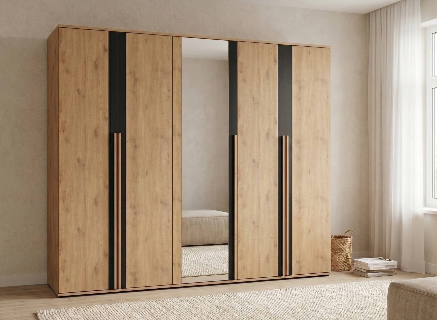Dressing 5 portes avec miroir 250 cm PAVEL - 1