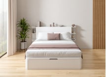Lit coffre 160x200 avec tête de lit BASTIA - Blanc 2