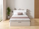 Lit coffre 160x200 avec tête de lit BASTIA - Blanc 2