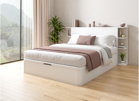 Lit coffre 160x200 avec tête de lit BASTIA - Blanc 1