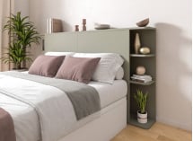 Lit coffre 160x200 avec tête de lit BASTIA - Blanc/Vert Cèdre 3