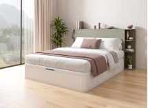 Lit coffre 160x200 avec tête de lit BASTIA - Blanc/Vert Cèdre 1