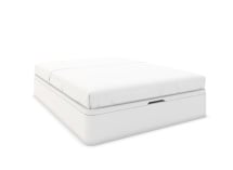 Lit coffre 160x200 avec tête de lit BASTIA - Blanc/Noyer 5