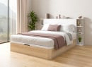 Lit coffre 160x200 en bois massif avec tête de lit HOYA - Pin/Blanc 1