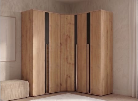 Dressing d'angle 5 portes 200x200 cm PAVEL - Chêne 1