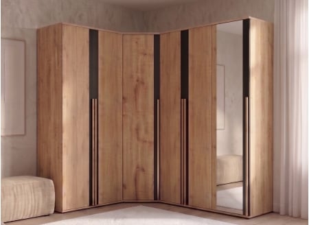 Dressing d'angle avec miroir 250x200 cm PAVEL complet 1