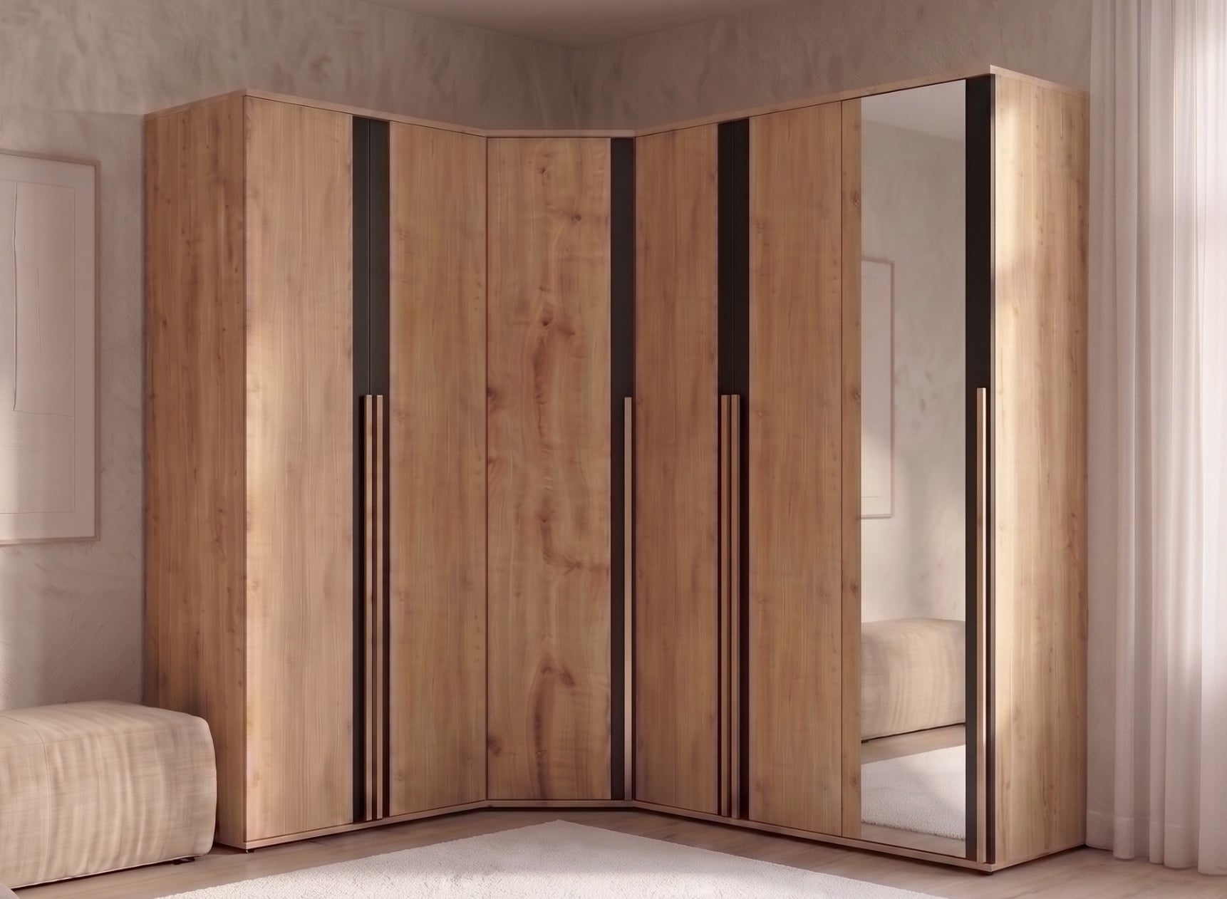 Dressing d'angle avec miroir 250x200 cm PAVEL complet 1