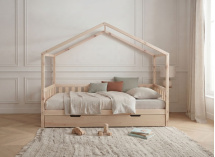 Lit cabane enfant 90x200 pin massif THEO Bois - 4