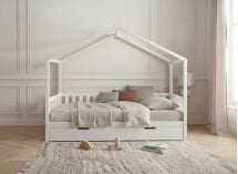 Lit cabane enfant 90x200 pin massif THEO Blanc - 4