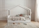 Lit cabane enfant 90x200 pin massif THEO Blanc - 4