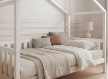 Lit cabane enfant 90x200 pin massif THEO Blanc - 3