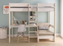 Lit mezzanine avec bureau 90x200 et fauteuil convertible CALVI - 3