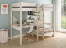 Lit mezzanine avec bureau 90x200 et fauteuil convertible CALVI - 1