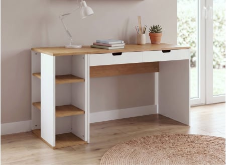 Bureau 2 tiroirs avec rangement ALBI - 1