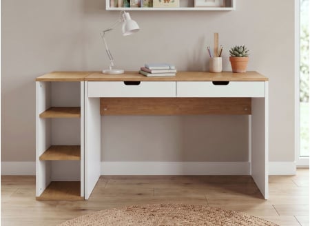 Bureau 2 tiroirs avec rangement ALBI - 2