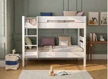 Lit superposé 90x190 ANGEL Blanc + 2 matelas  - 1