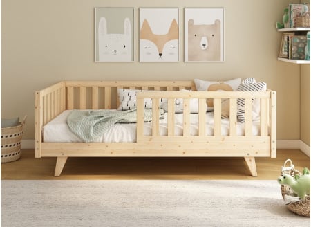 Lit enfant avec barrière amovible 90x190 en pin massif UGO - Pin 2