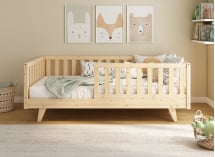 Lit enfant avec barrière amovible 90x190 en pin massif UGO - Pin 2
