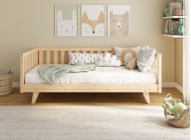Lit enfant avec barrière amovible 90x190 en pin massif UGO - Pin 5