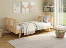 Lit enfant avec barrière amovible 90x190 en pin massif UGO - Pin 7