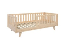 Lit enfant avec barrière amovible 90x190 en pin massif UGO - Pin 9