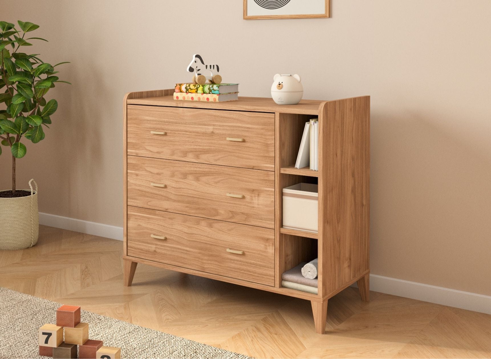 Commode 3 tiroirs ANTON - Bois 1