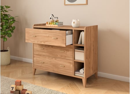 ANTON-commode met 3 laden en open vakken - Hout