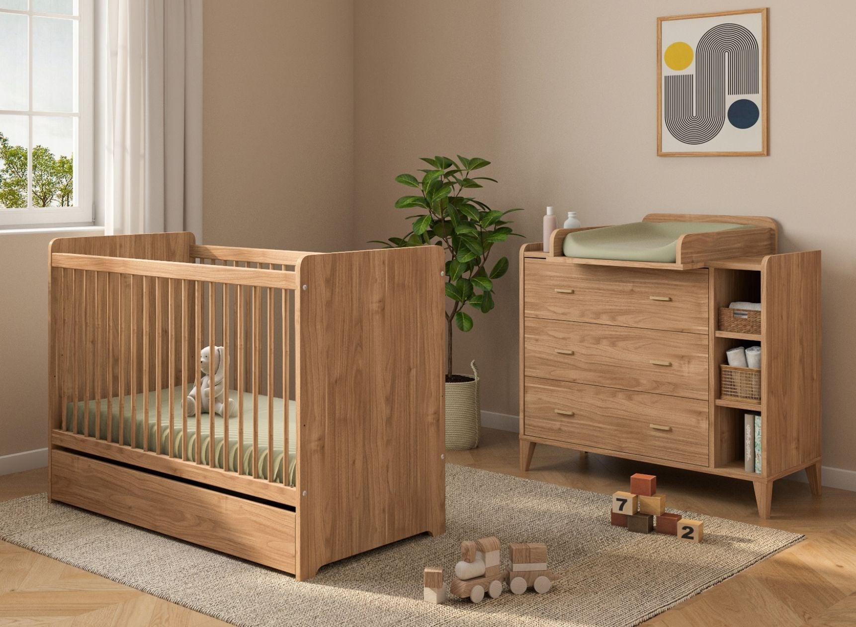 Chambre bébé duo ANTON - Bois 1
