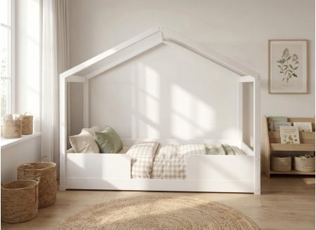 Montessori cabin bed 90x190 in solid pine TIMEO - White