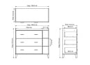 Dimensions - Commode 3 tiroirs ANTON - Bois
