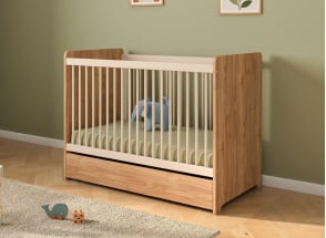 ANTON Convertible Baby Crib 60x120 - Wood/Sand