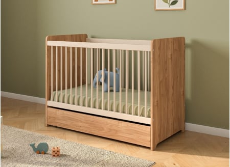 Lit bébé évolutif 60x120 ANTON - Bois/Sable 1