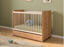 Lit bébé évolutif 60x120 ANTON - Bois/Sable 1